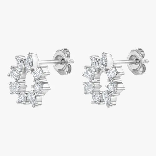 Lab Grown Multi Shape Diamond Circle Earrings
