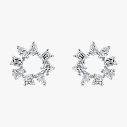 Lab Grown Multi Shape Diamond Circle Earrings