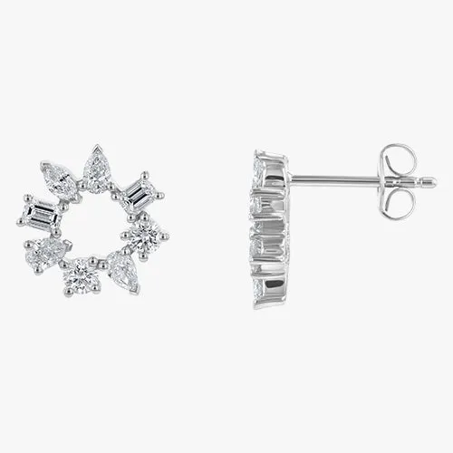 Lab Grown Multi Shape Diamond Circle Earrings