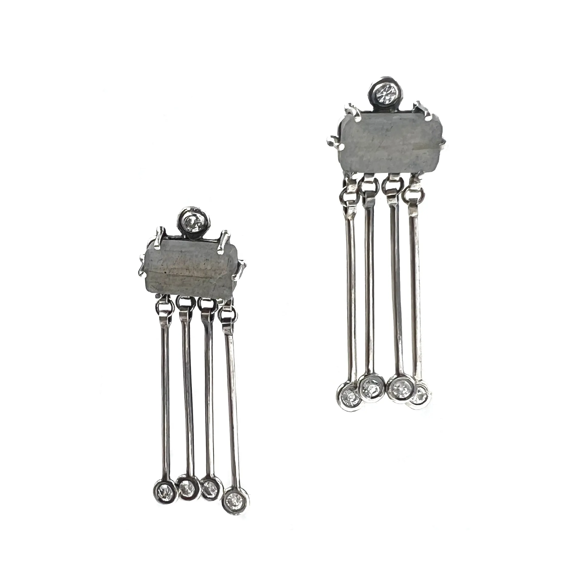 Labradorite & White Sapphire Earrings