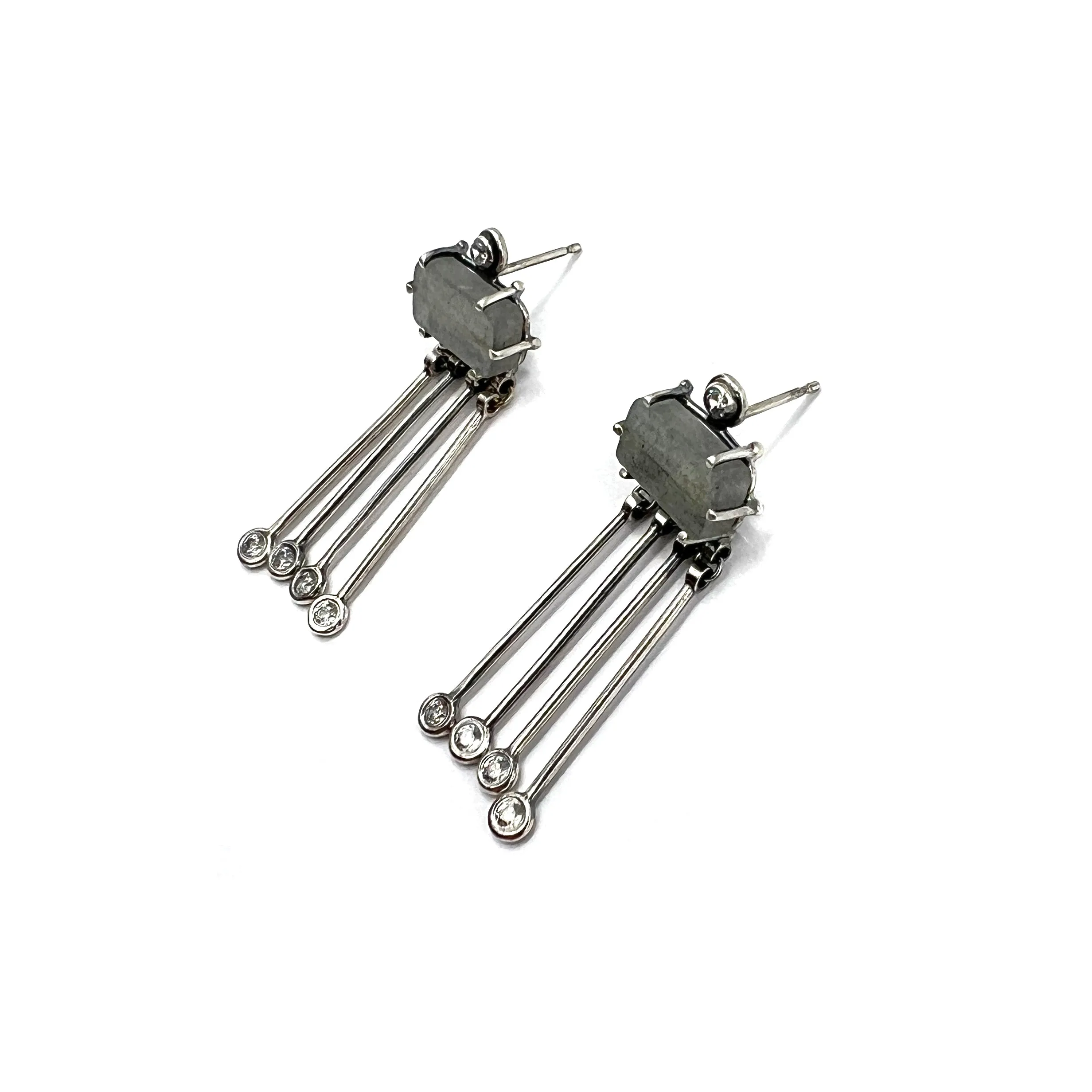Labradorite & White Sapphire Earrings