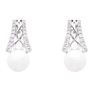 Ladies Celtic Knot Sterling Silver Pearl Earrings SE2294