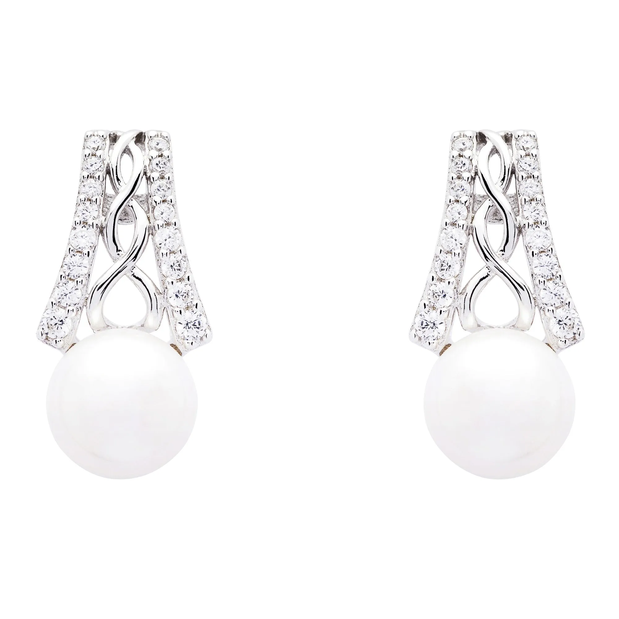 Ladies Celtic Knot Sterling Silver Pearl Earrings SE2294