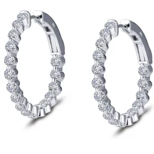 Lafonn Round Cut One Inch Round Cut Simulated Diamond Hoop Earrings