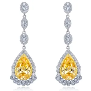 Lafonn Simulated Canary Yellow Pear Cut Diamond Earrings