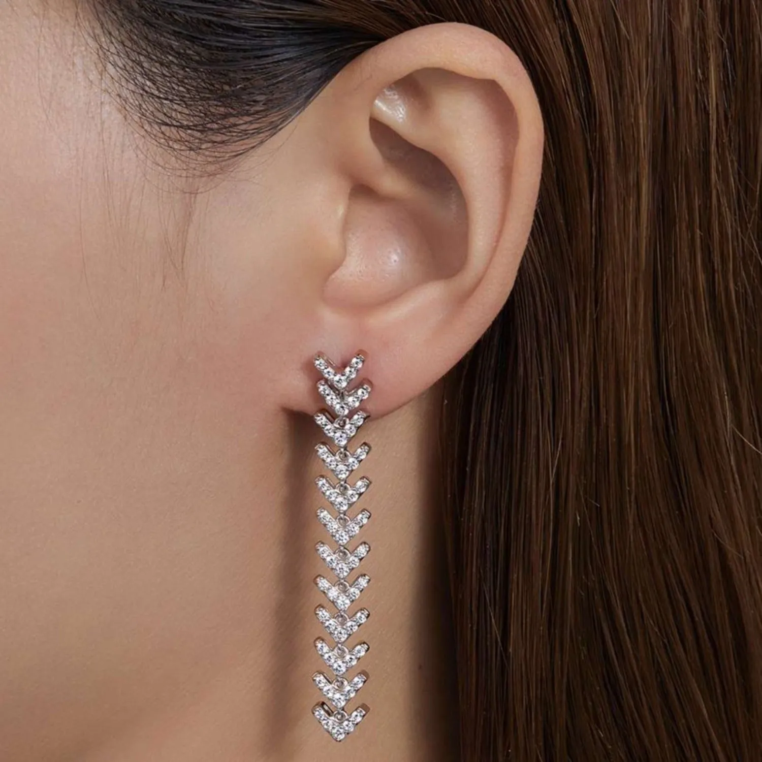 Lafonn Simulated Diamond Fancy Fishbone Dangle Earrings