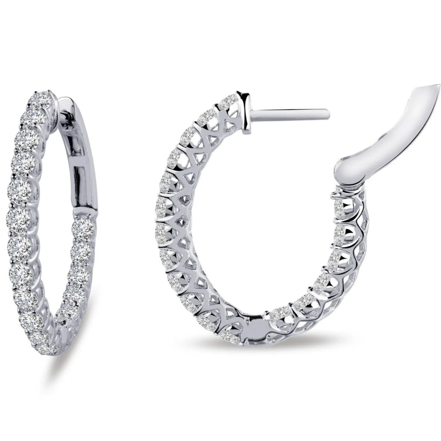 Lafonn Simulated Diamond Oval Shape Hoop Earrings