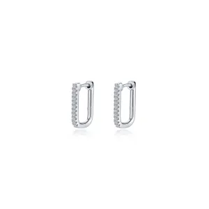 Lafonn Simulated Diamond Rectangle Hoop Earrings E0630CLP00