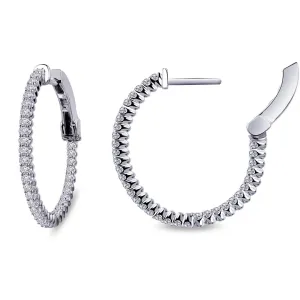 Lafonn Simulated Diamond Round Cut Thin Hoop Earrings