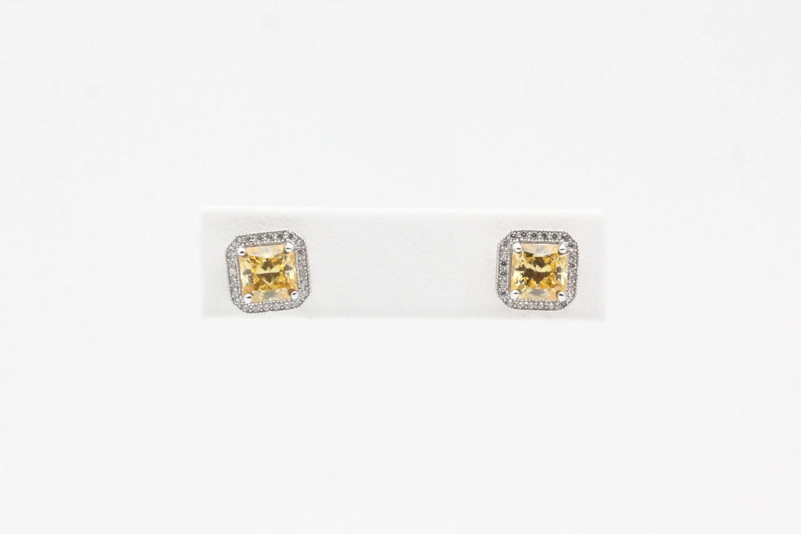 Lafonn Sterling Silver Canary Lassaire Halo Earrings
