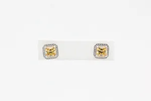 Lafonn Sterling Silver Canary Lassaire Halo Earrings