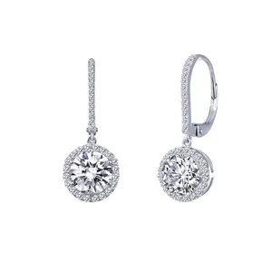 Lafonn Sterling Silver Platinum Plated Simulated Diamond Halo Dangle Earrings