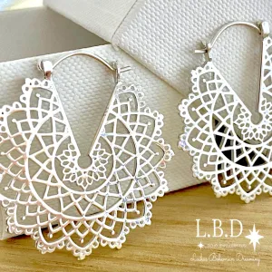 Laihas Prestige Bohemian Lace Mandala Hoop Earrings 38mm