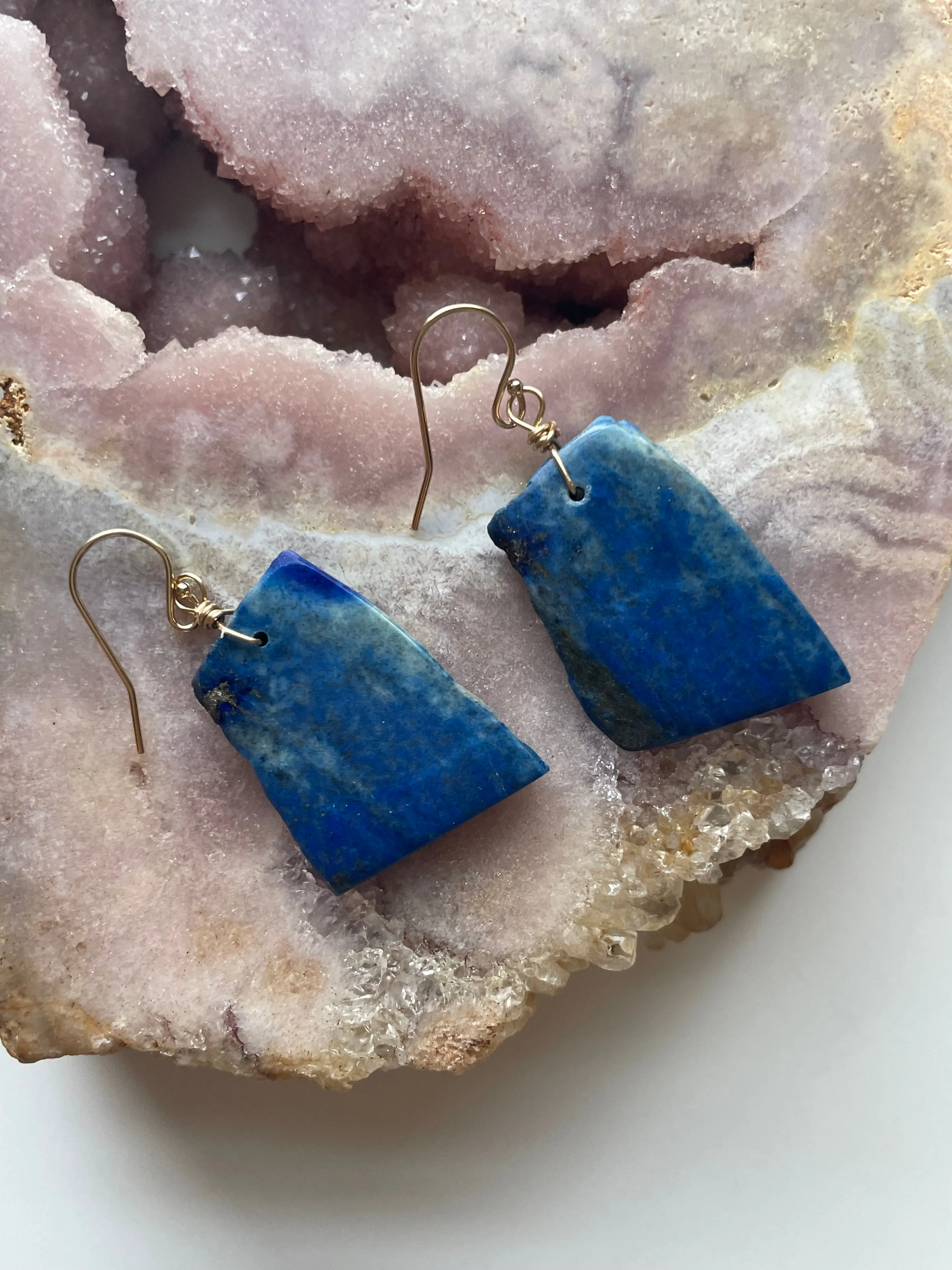 Lapis Lazuli  Earrings Gold Fill