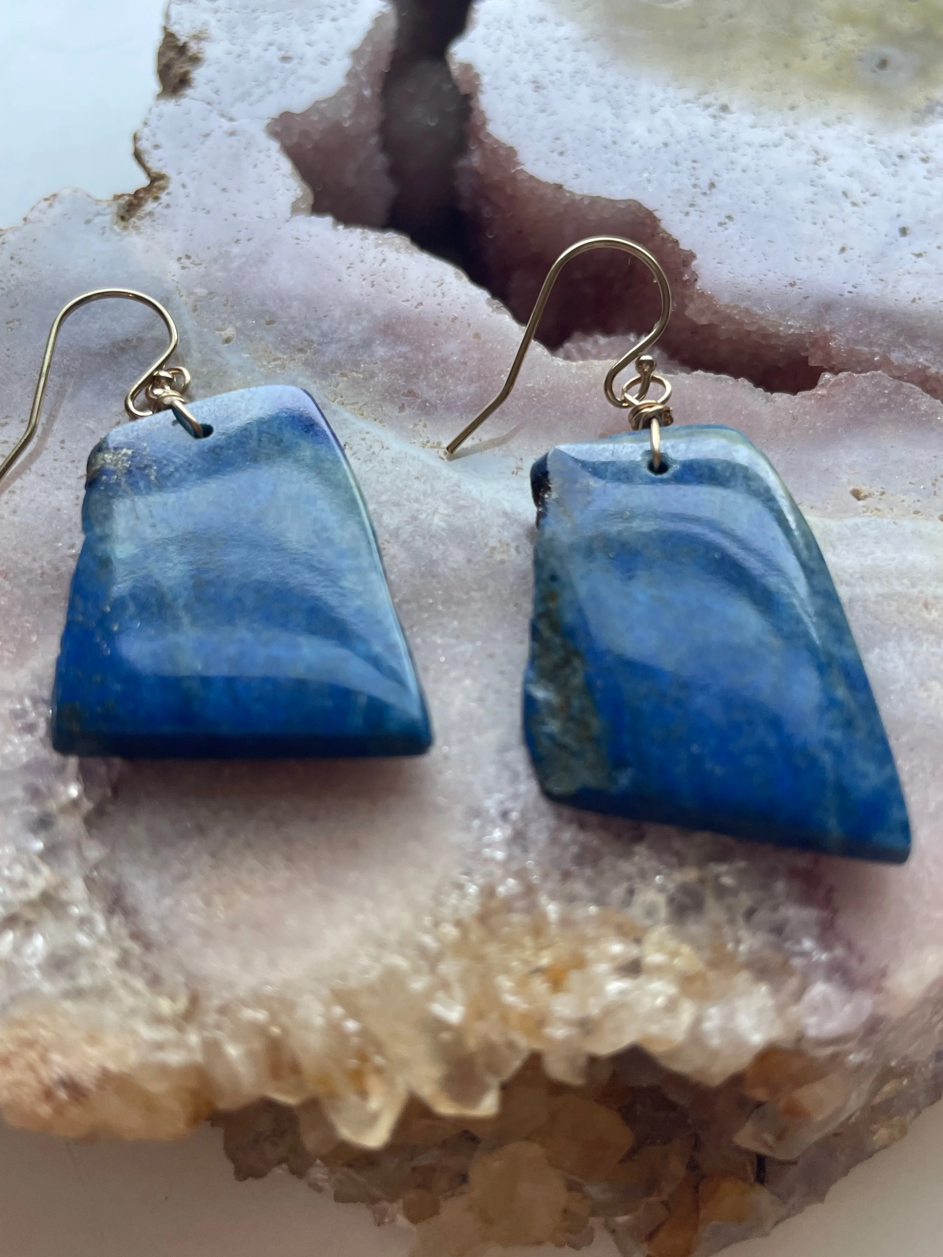 Lapis Lazuli  Earrings Gold Fill