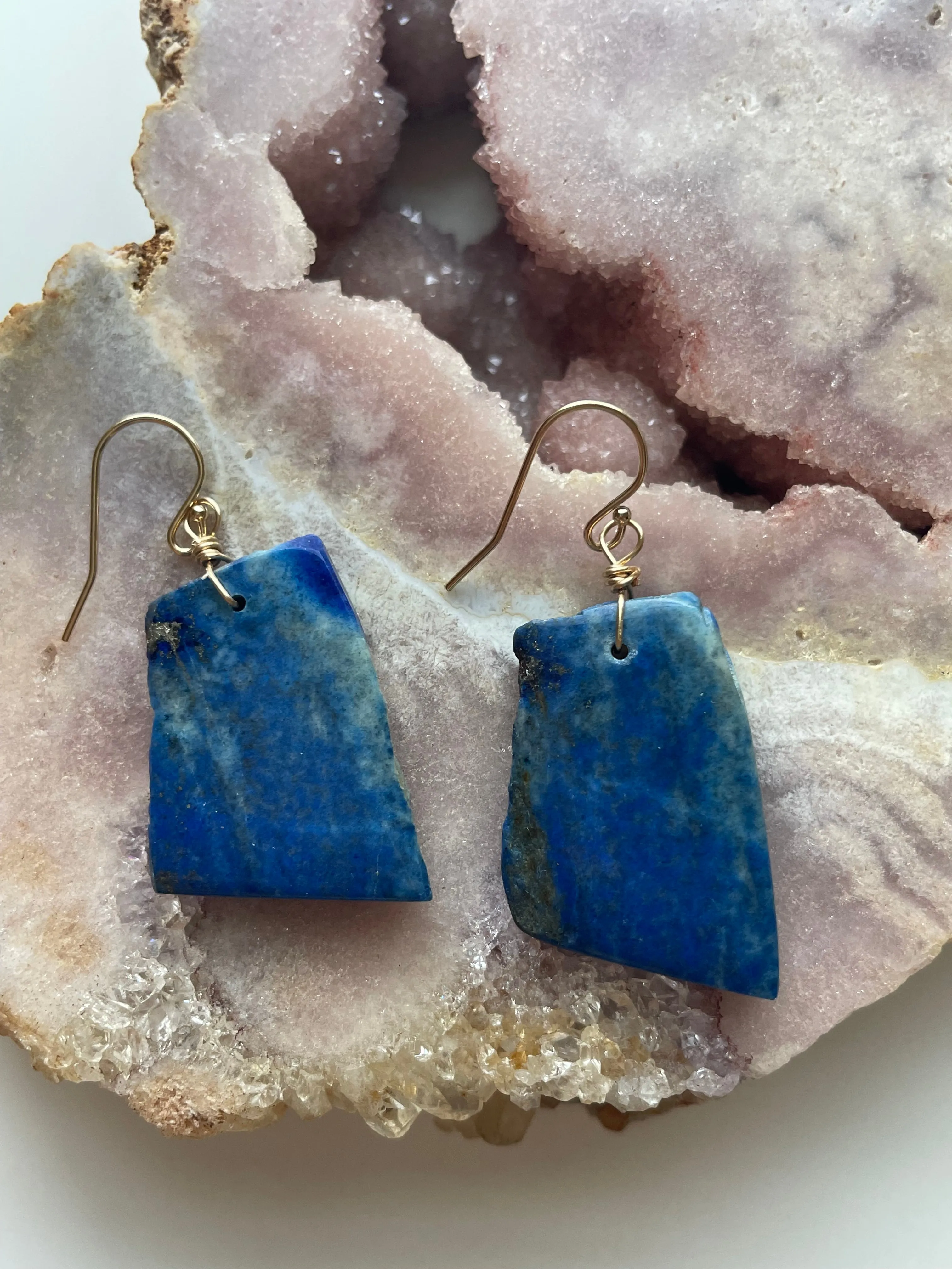 Lapis Lazuli  Earrings Gold Fill