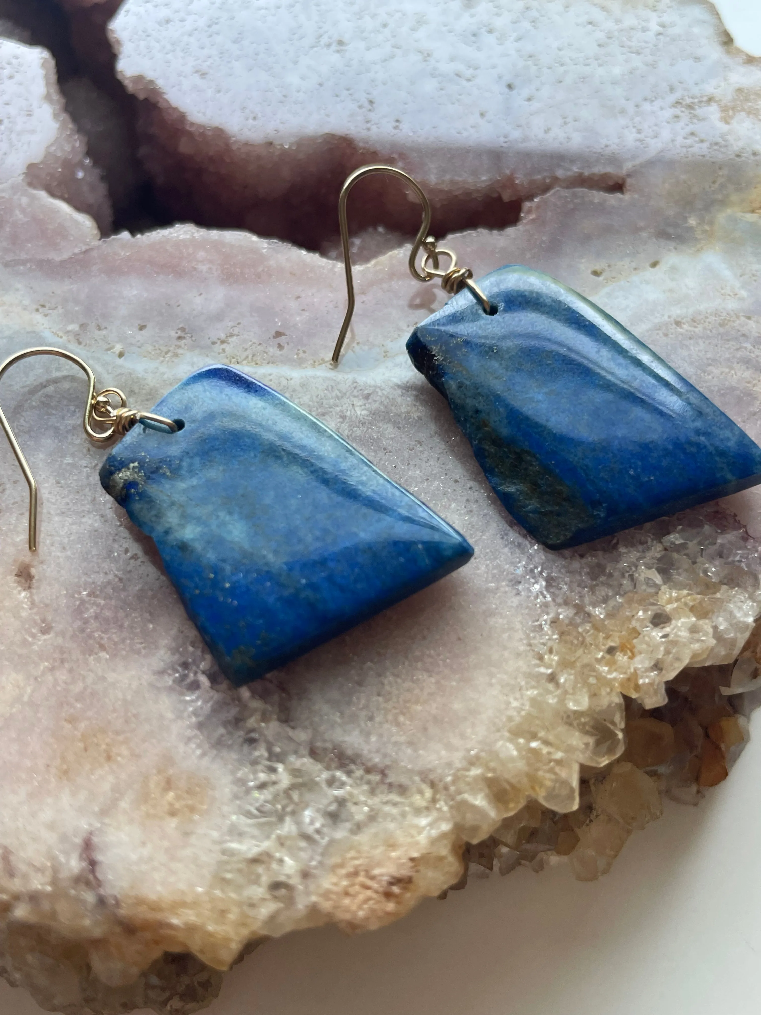 Lapis Lazuli  Earrings Gold Fill