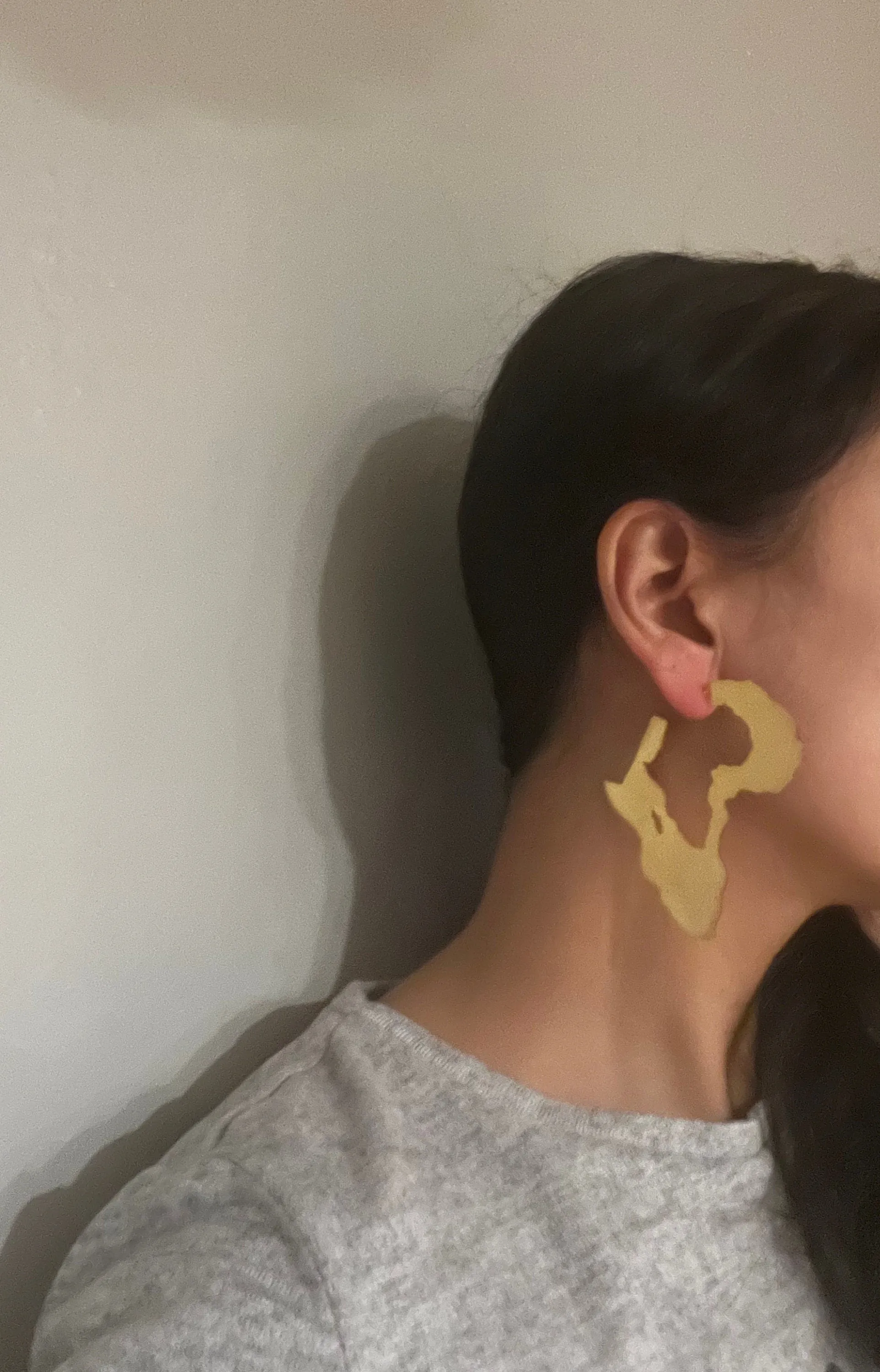 Large gold Africa earrings , huge gold hoops , big gold hoop earrings , chunky Africa map gold hoop earrings