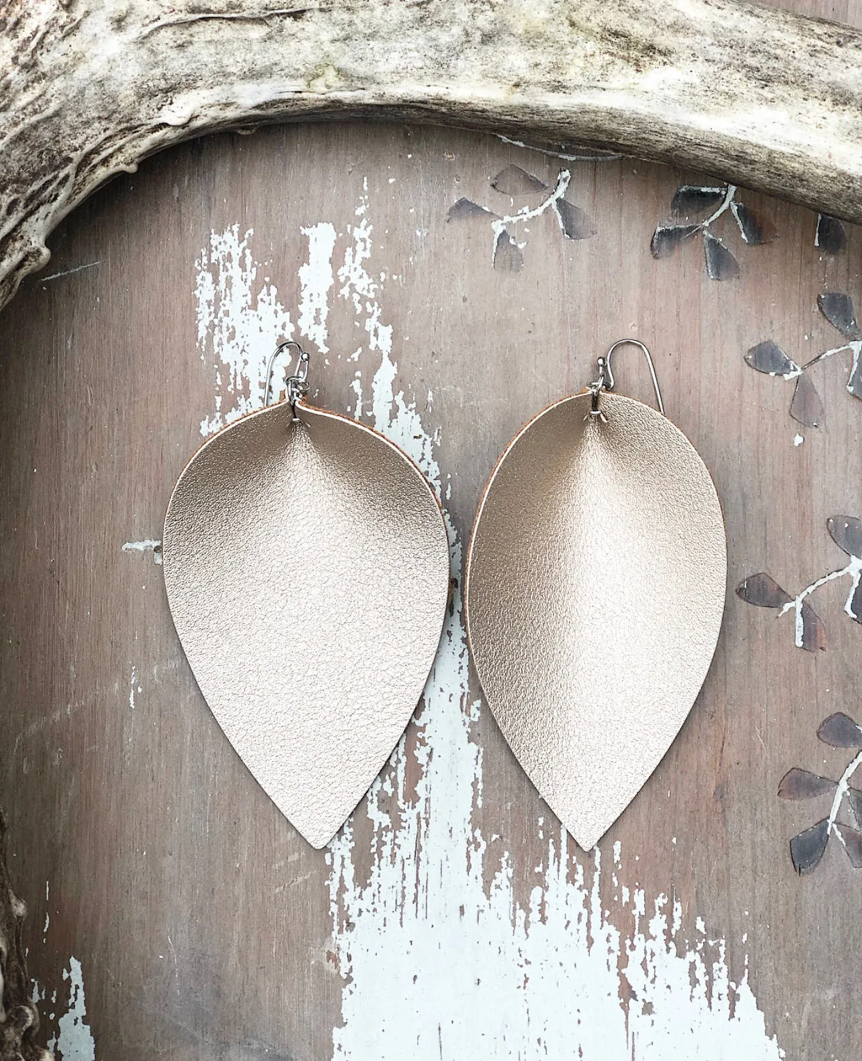 Large Metallic Leather Earrings