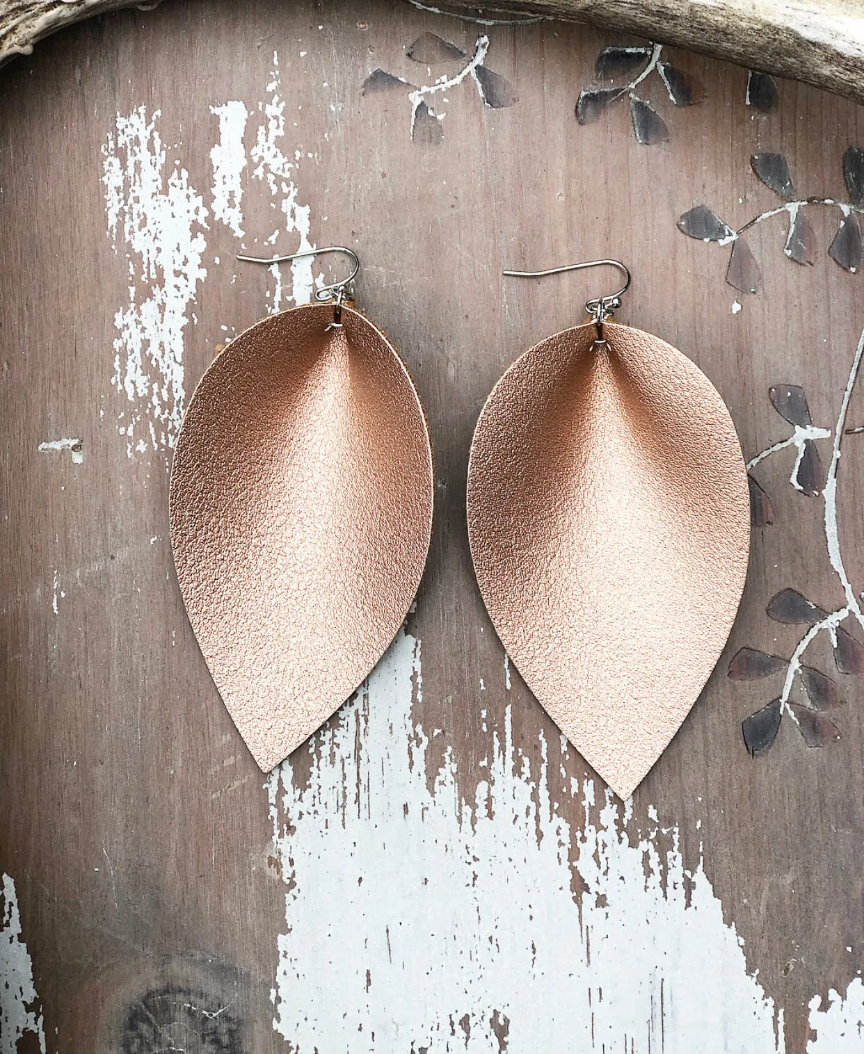 Large Metallic Leather Earrings