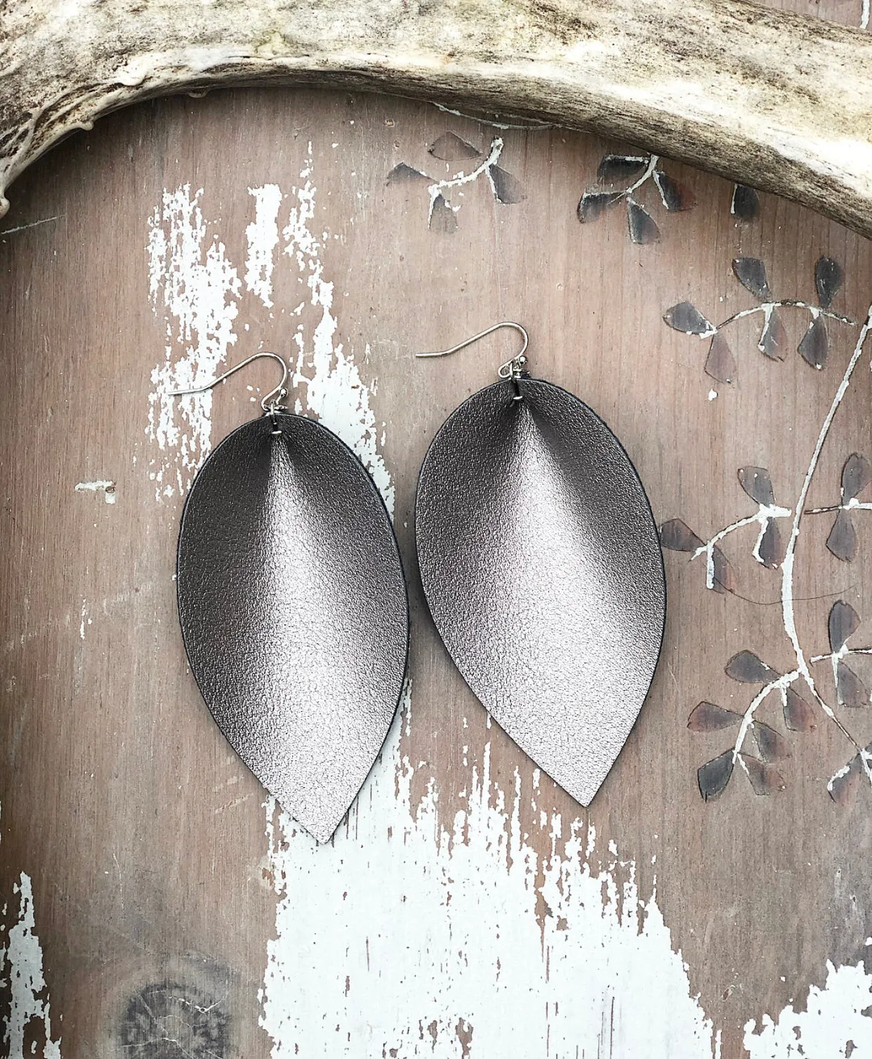 Large Metallic Leather Earrings