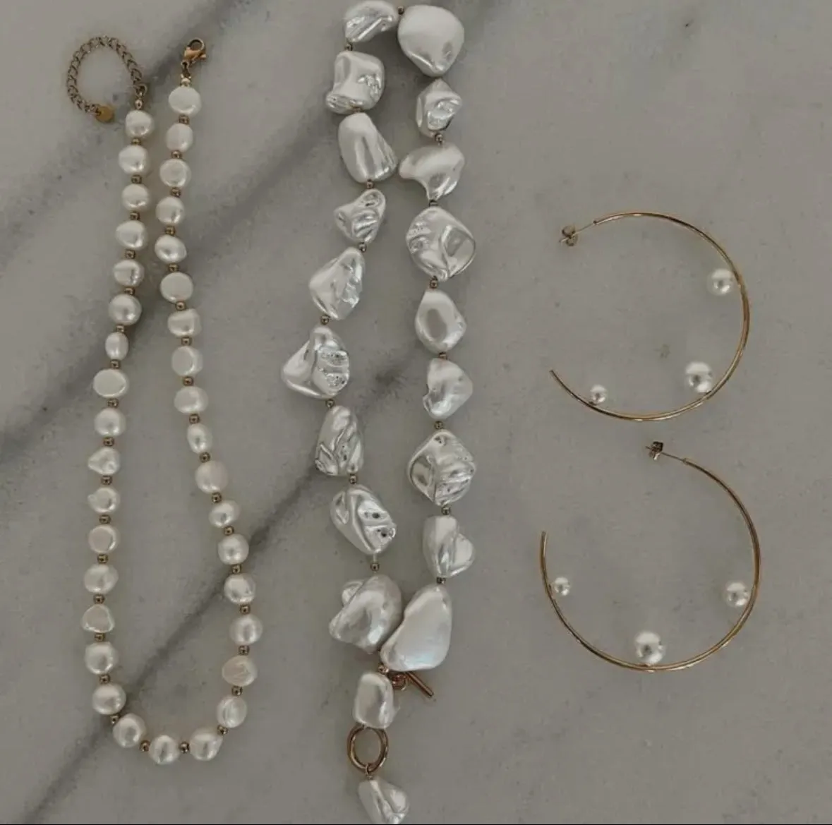 Large Pearl Hoops | Water Resistant