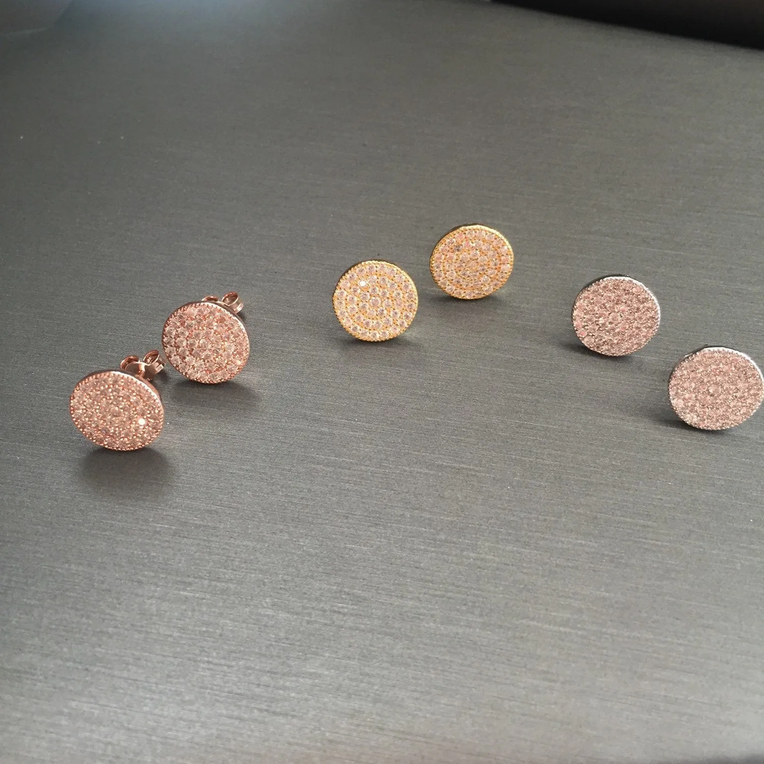 Large Stud Disc Earrings