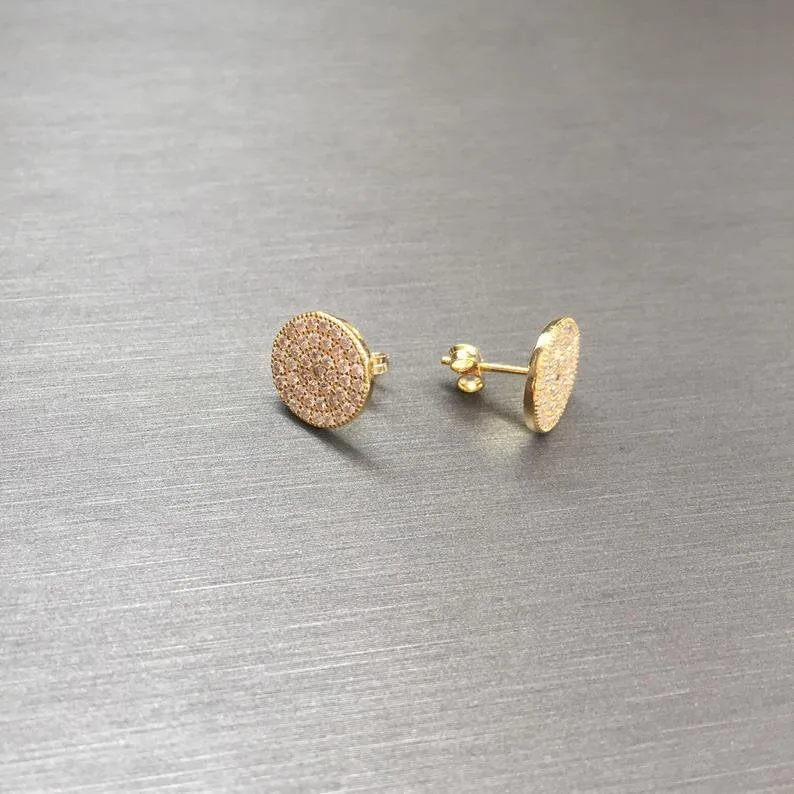 Large Stud Disc Earrings
