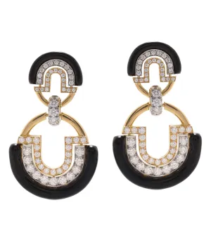 Large Unity Earrings, Black Enamel