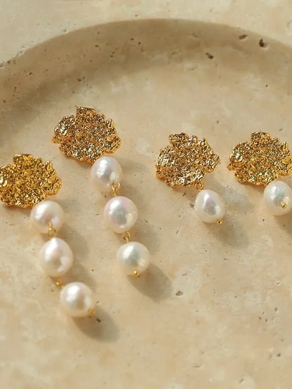 Lava Artisan Series Pearl Earrings-Multi Pearls