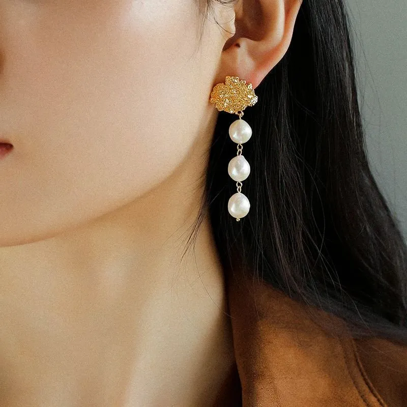 Lava Artisan Series Pearl Earrings-Multi Pearls