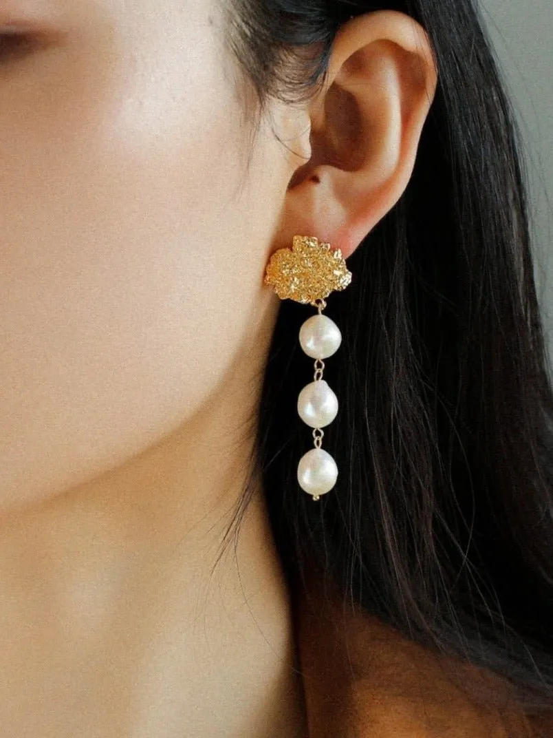 Lava Artisan Series Pearl Earrings-Multi Pearls