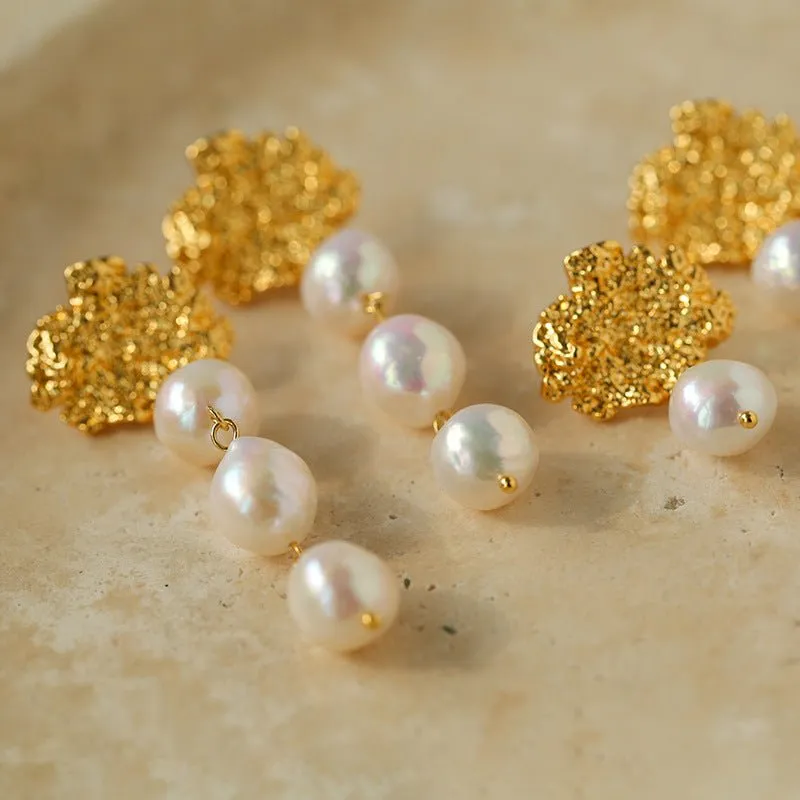 Lava Artisan Series Pearl Earrings-Multi Pearls
