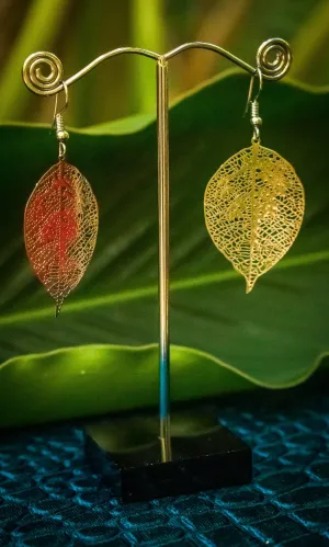 Leaf large - White Brass Earrings