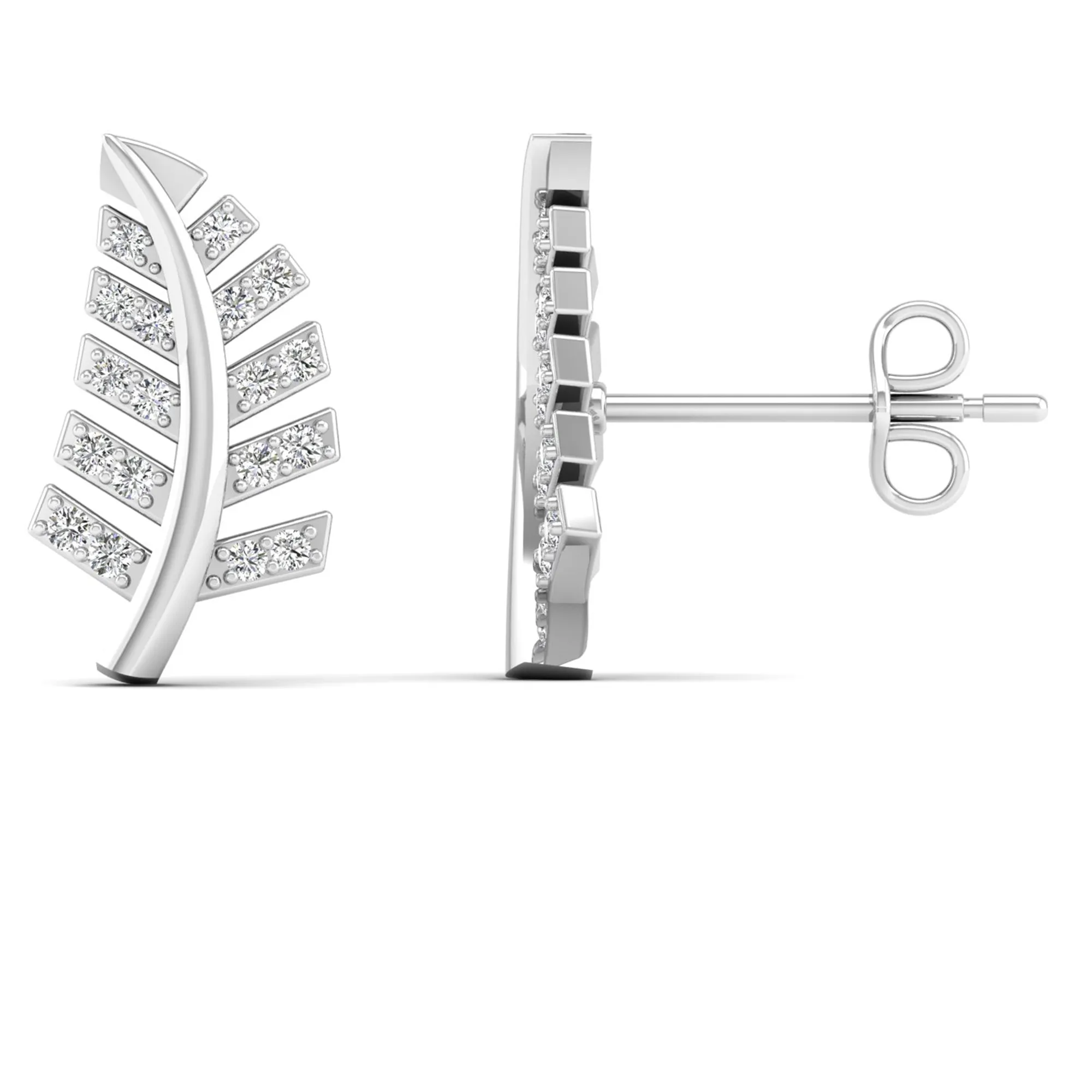 Leaf Petite Diamond Stud Earrings