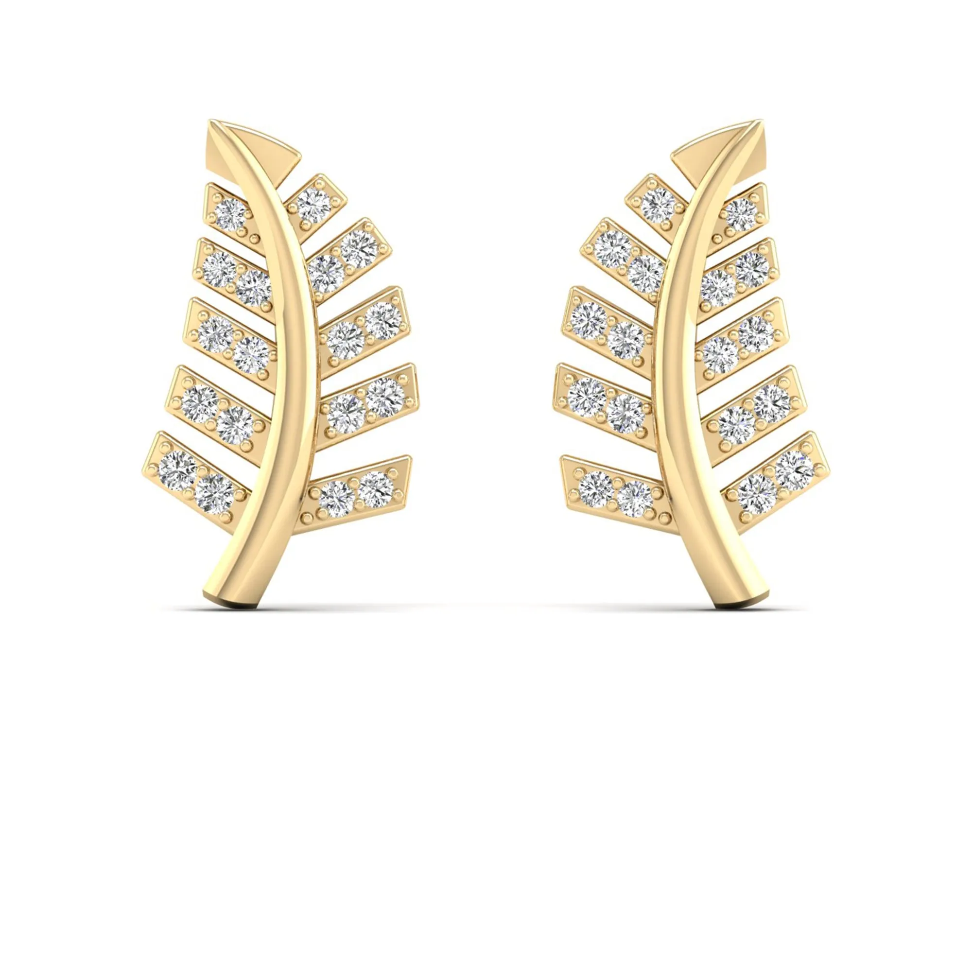 Leaf Petite Diamond Stud Earrings