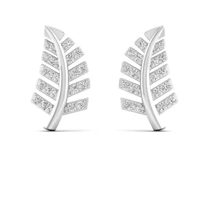 Leaf Petite Diamond Stud Earrings
