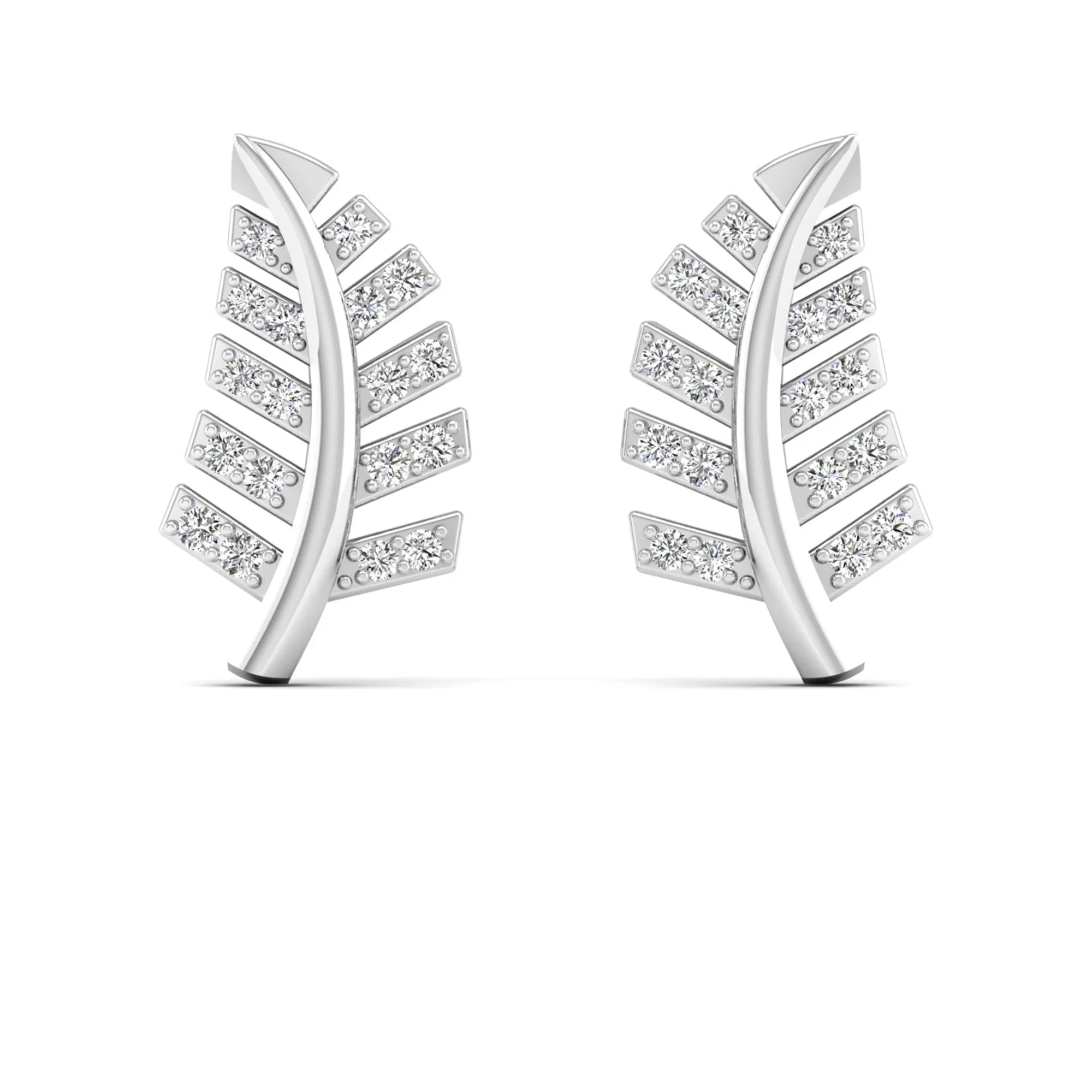 Leaf Petite Diamond Stud Earrings