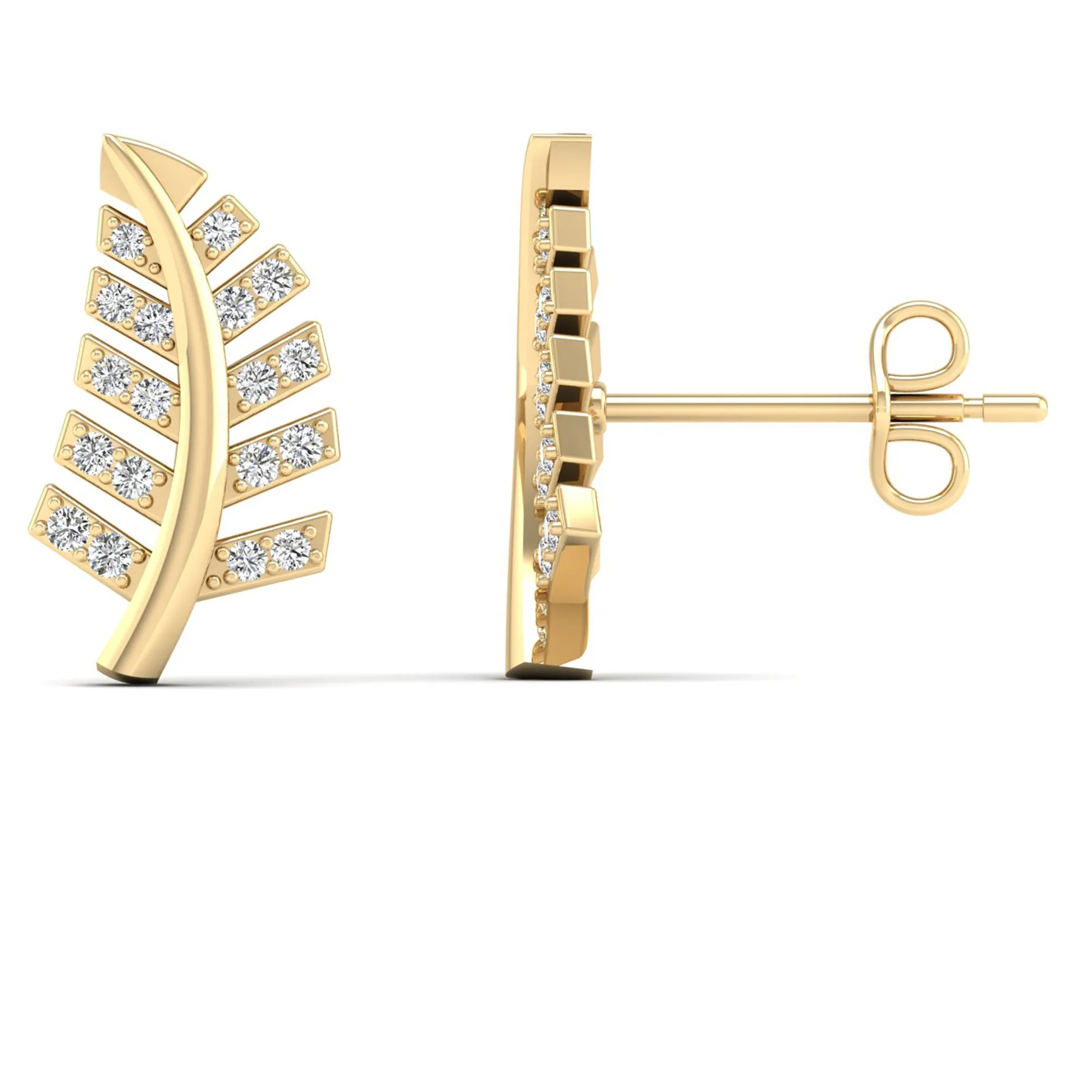 Leaf Petite Diamond Stud Earrings