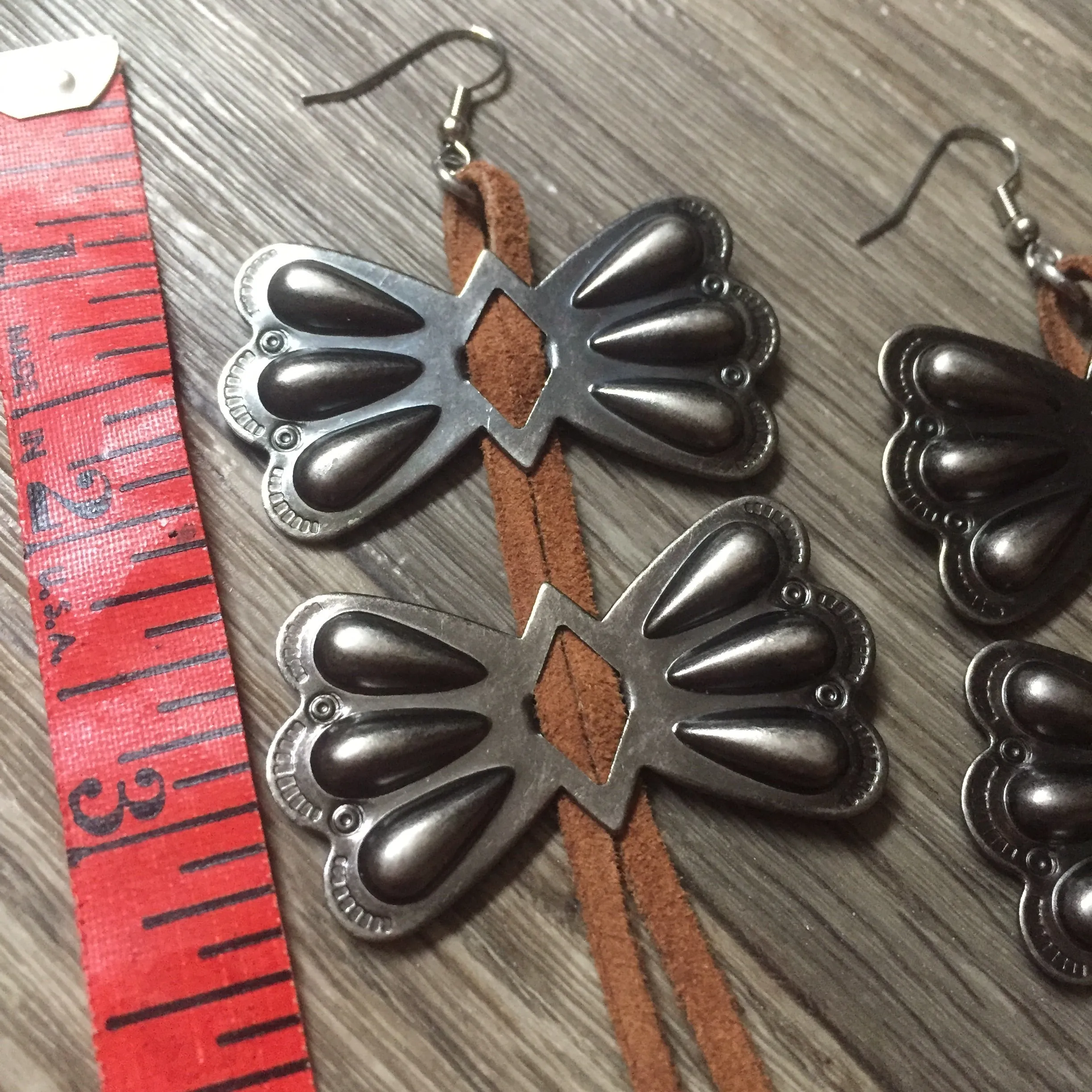 Leather & Gunmetal Concho Mariposas