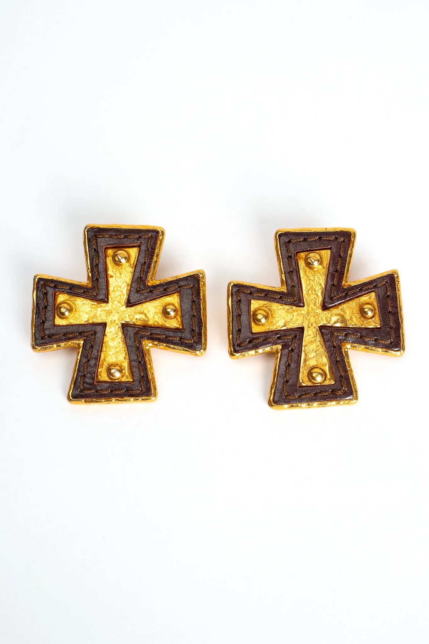 Leather Cross Earrings