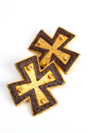 Leather Cross Earrings