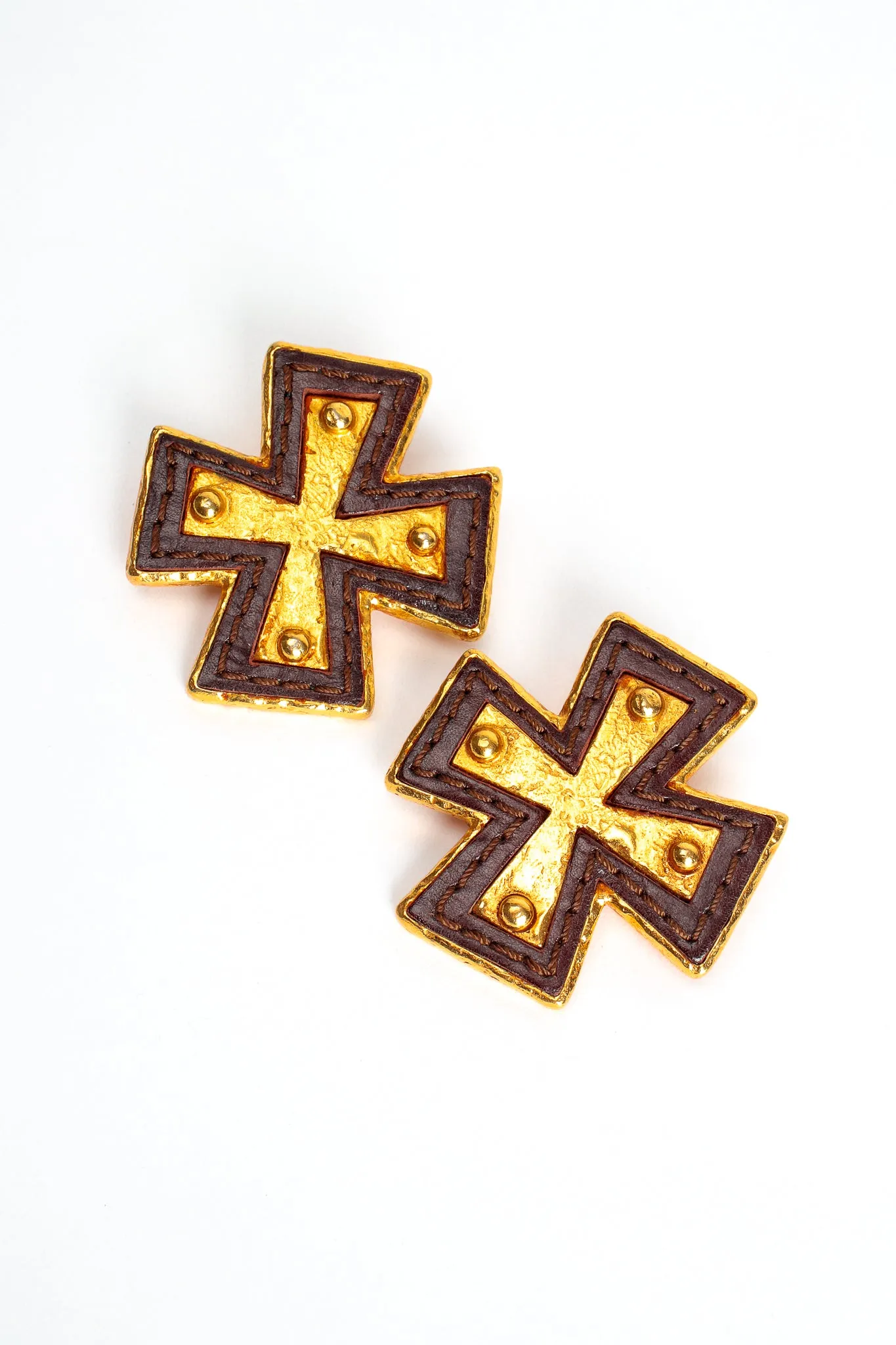 Leather Cross Earrings