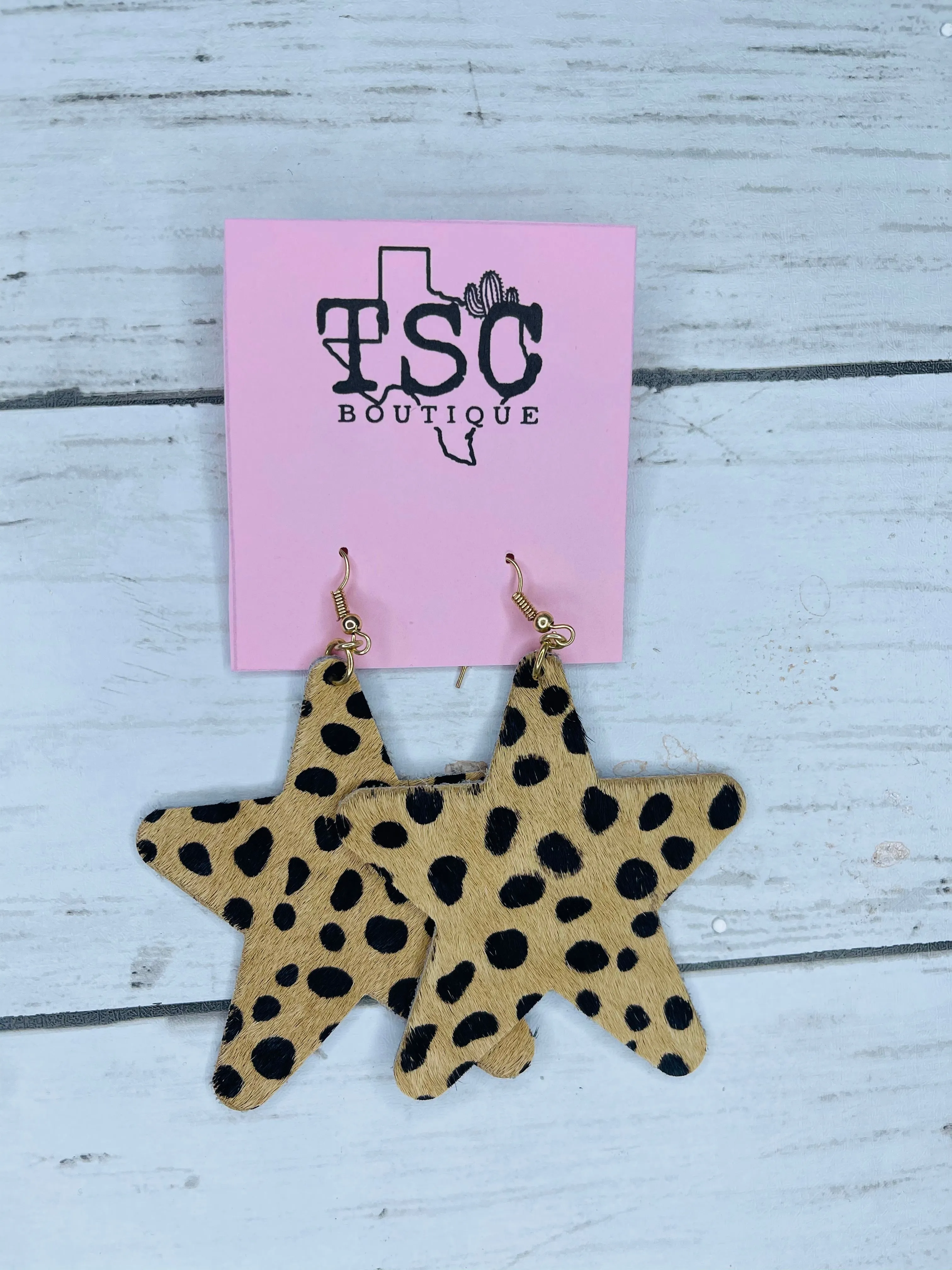 Leather Star Earrings