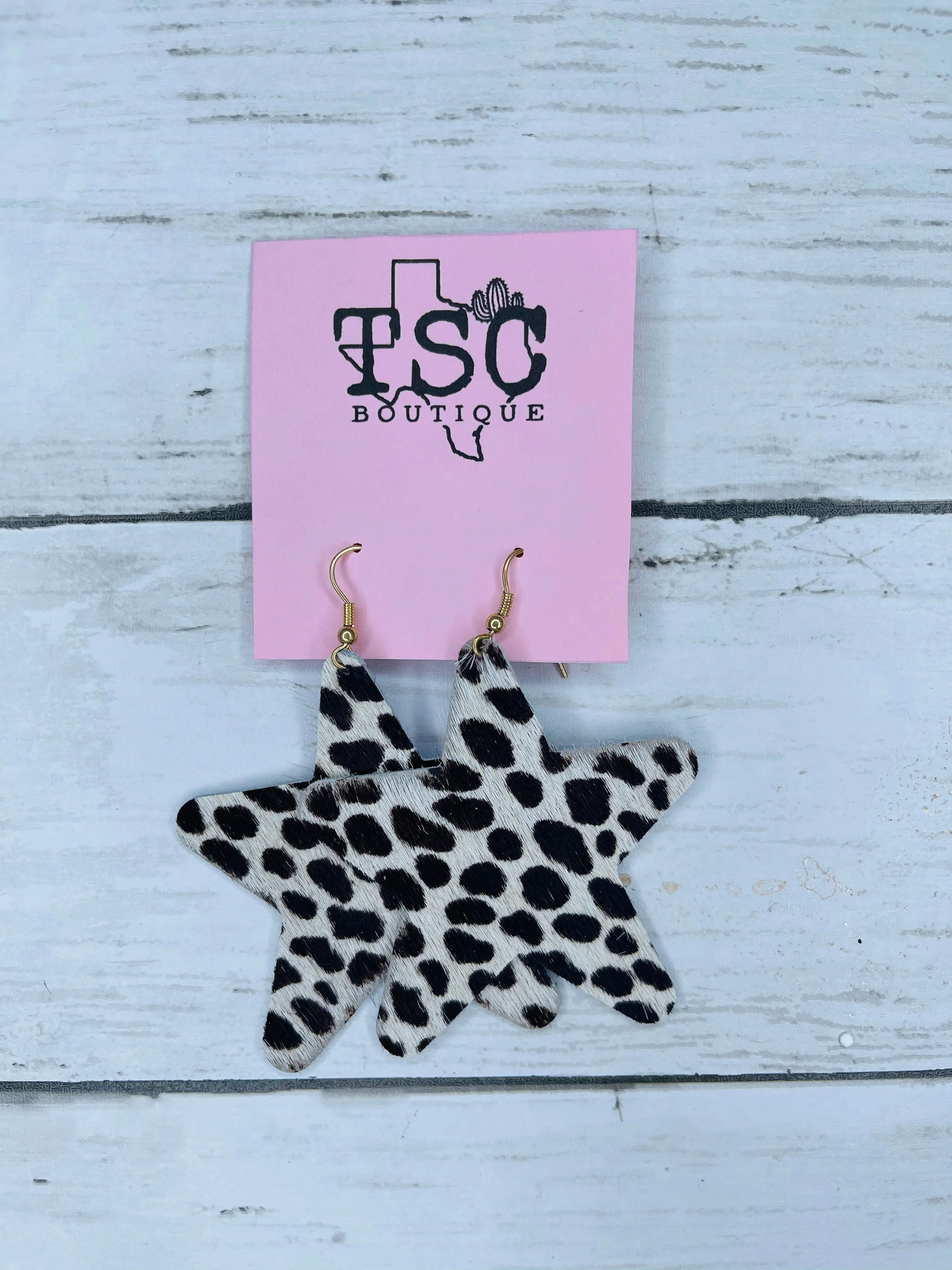 Leather Star Earrings