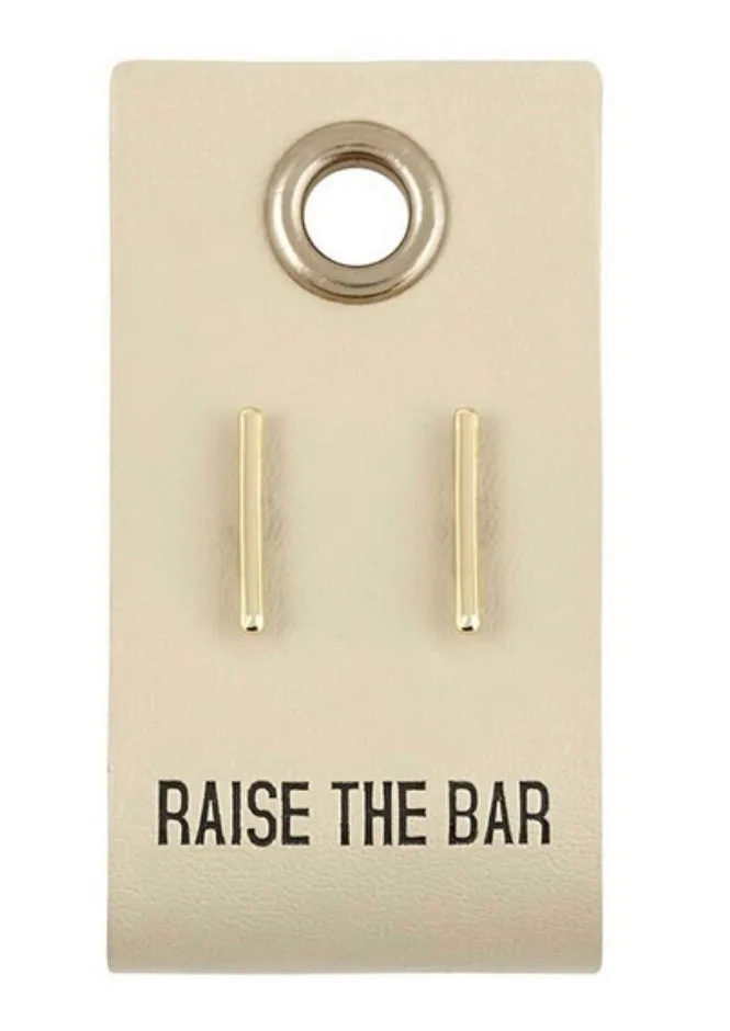 Leather Tag Earrings-BAR