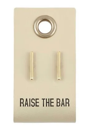 Leather Tag Earrings-BAR