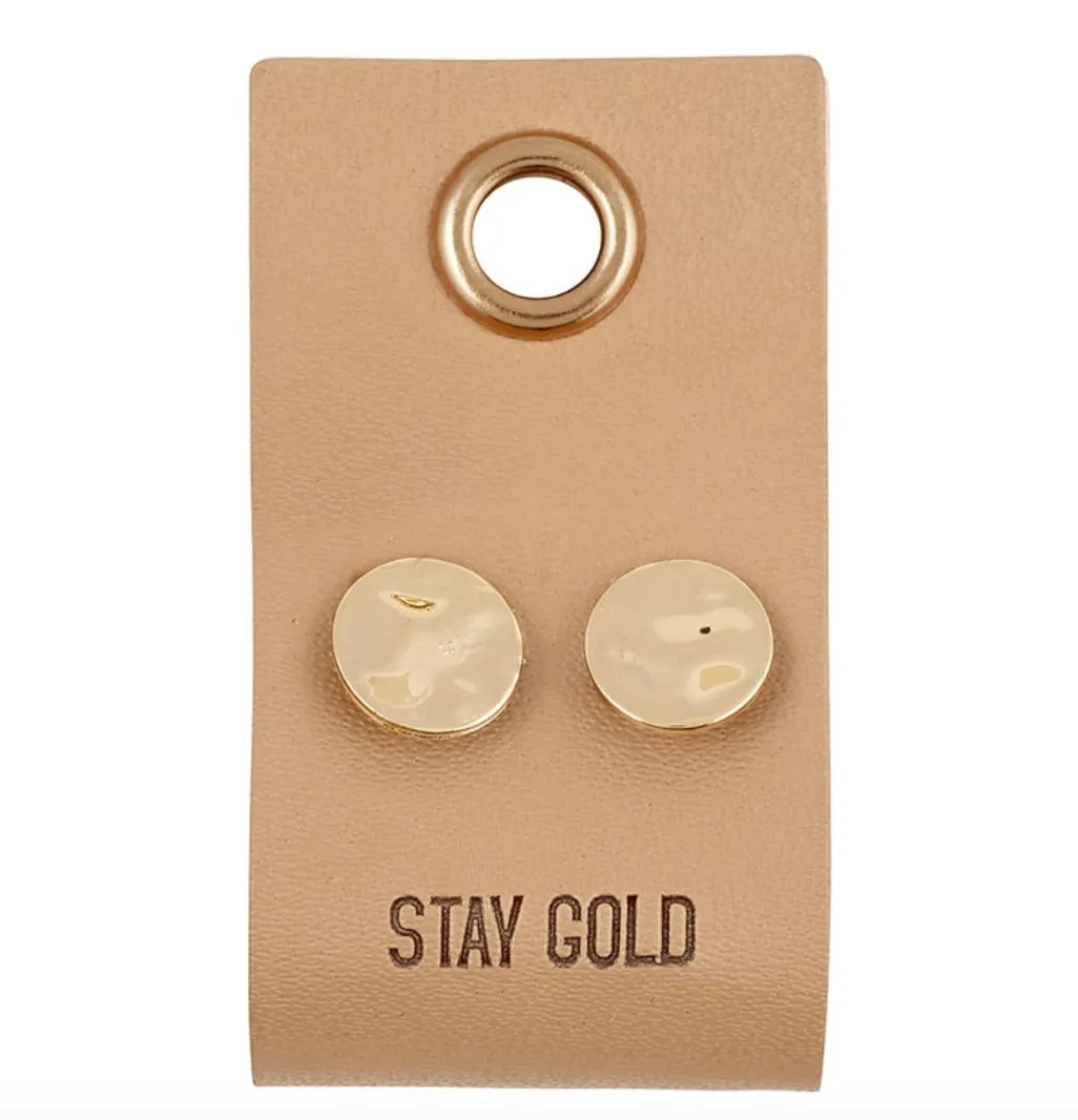 Leather Tag Earrings - Circle
