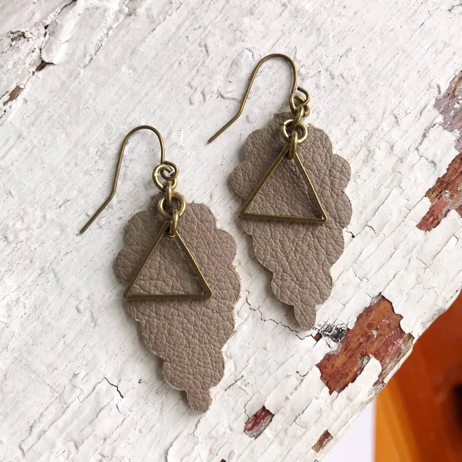 Leather Teardrop Earrings, Statement Earrings, Joanna Style Earrings, Upcycled Leather Jewelry, Gift For Her, Boho Earrings, Bohemian: Cream