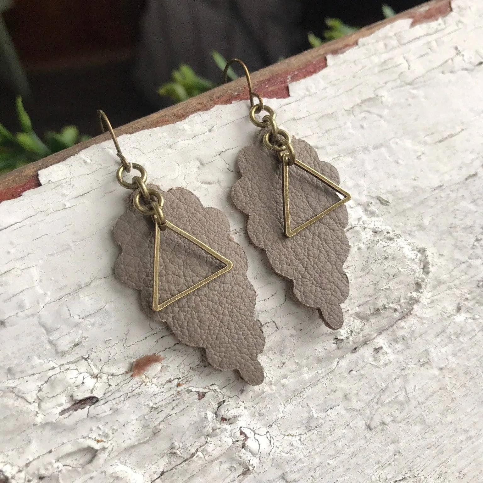 Leather Teardrop Earrings, Statement Earrings, Joanna Style Earrings, Upcycled Leather Jewelry, Gift For Her, Boho Earrings, Bohemian: Cream